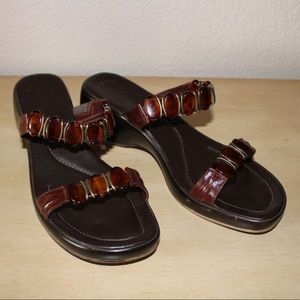 Brown beaded leather sandals